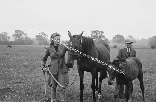 HEADFORD HOUSE  MISS ELIZABETH CLARKE WITH THOROUGHBRED MARES AND FOALS